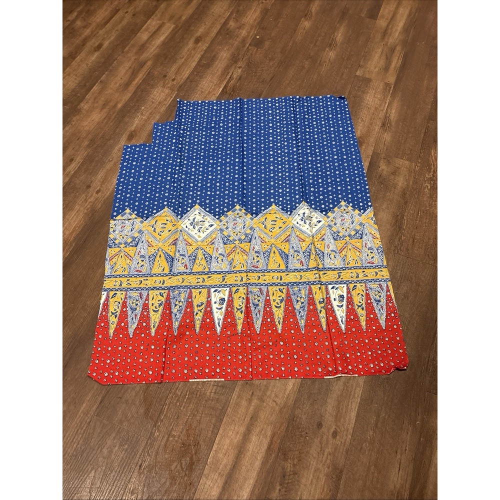 Vintage Concord Fabrics Inc Red Blue Floral Cotton Border Print Fabric USA Made